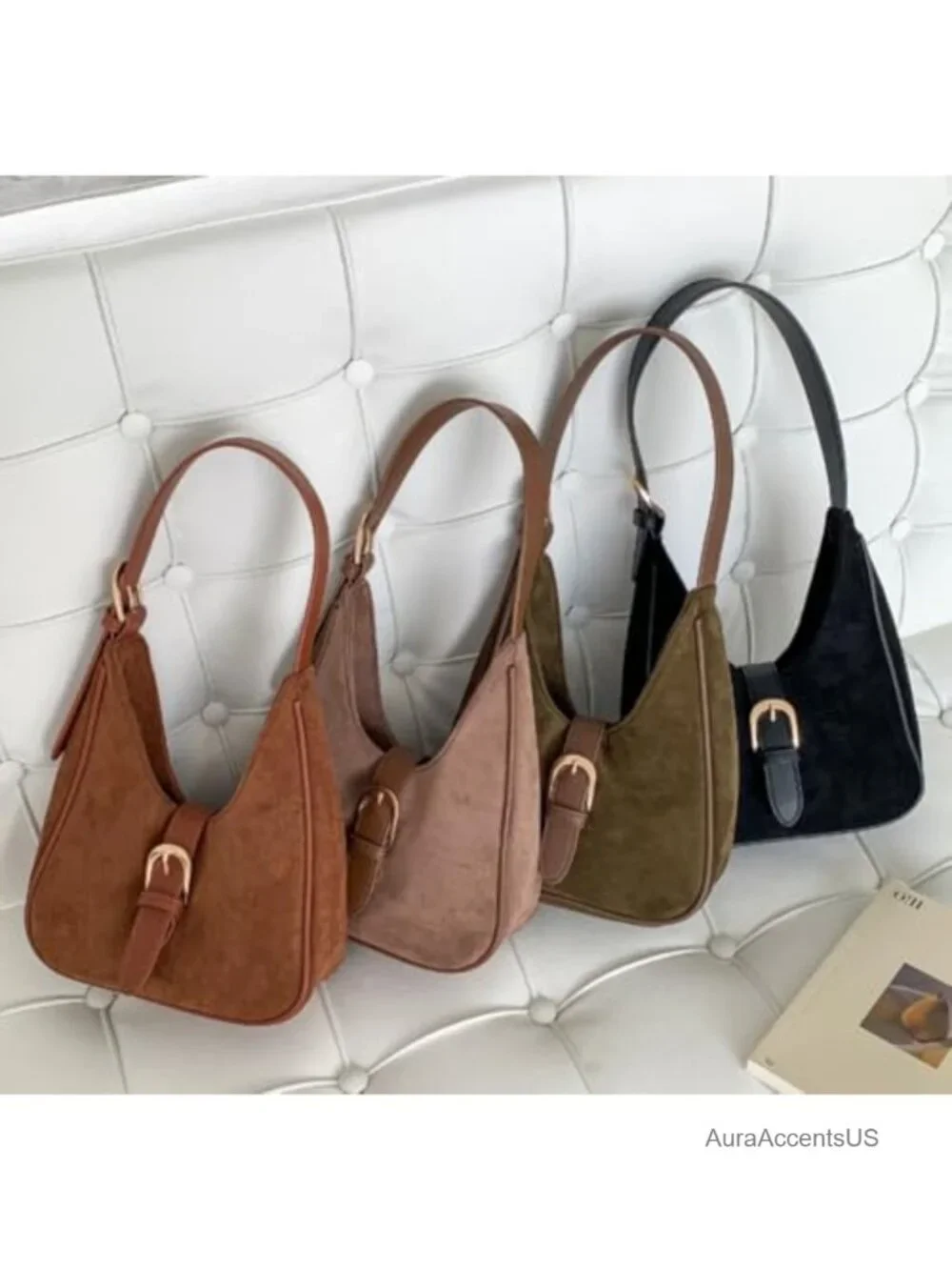 Slouchy Suede Saddle Hobo Bag Women's Cute Shoulder Crossbody Purse Travel